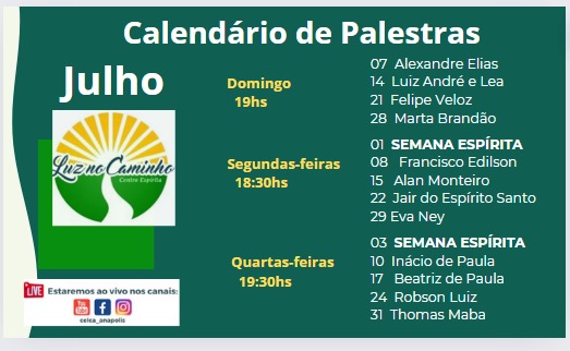 Calendário de Palestras