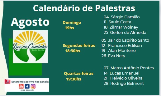 Calendário de Palestras